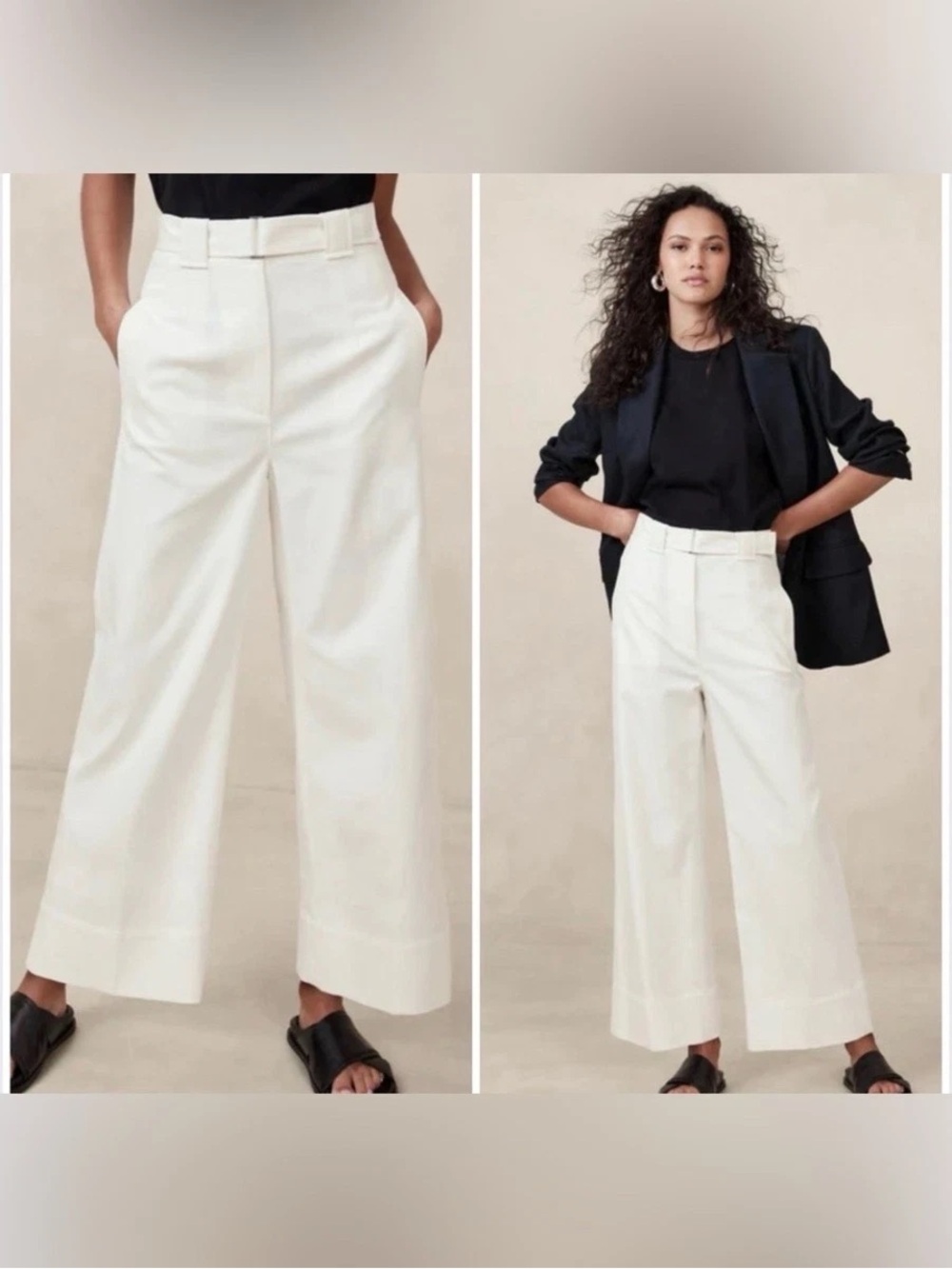 Banana Republic Oceanside Wide-legged Cropped Pant in Iced Vanilla size 0